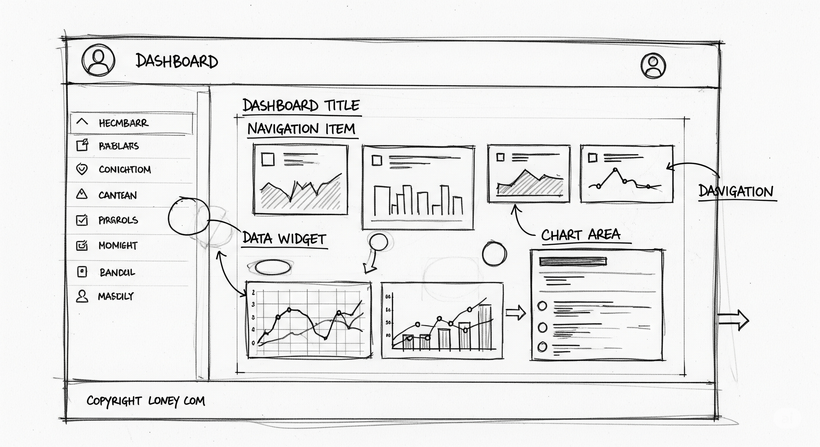 A person sketching a dashboard layout on a whiteboard