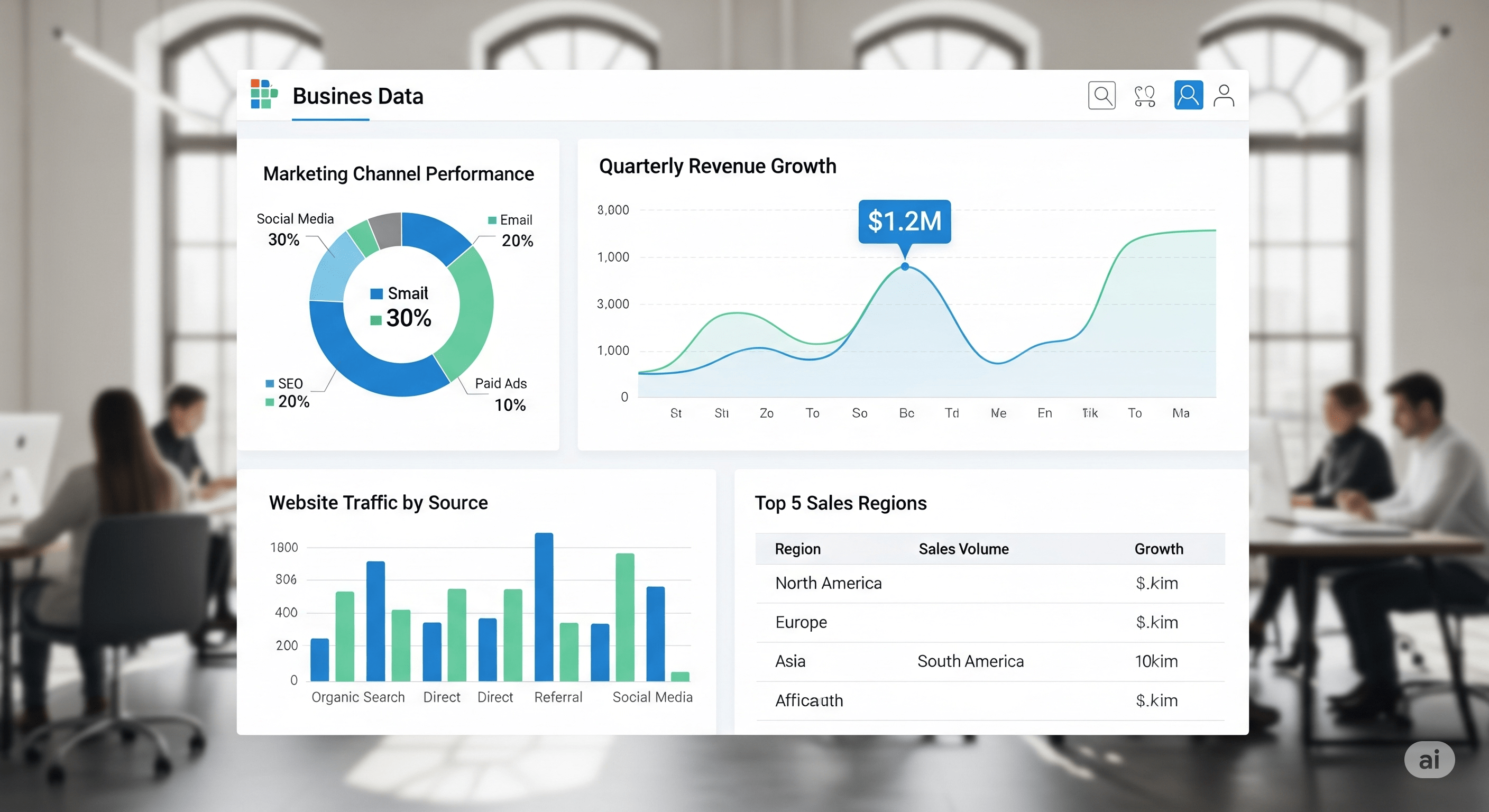 An effective IoT dashboard showing various chart types