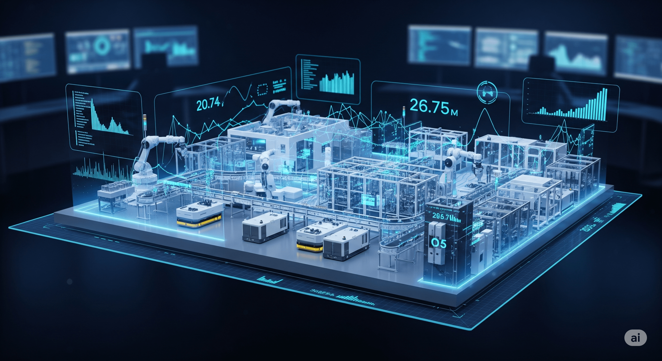 A 3D model of a machine, representing a digital twin