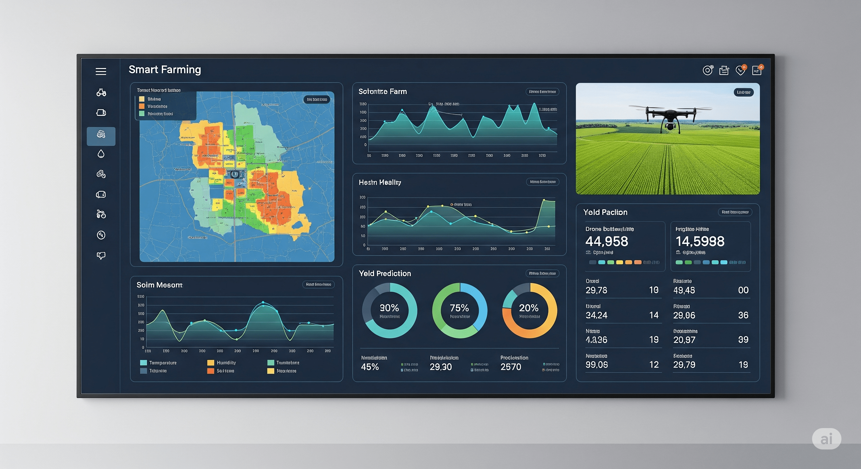 Dashboard showing smart farming metrics